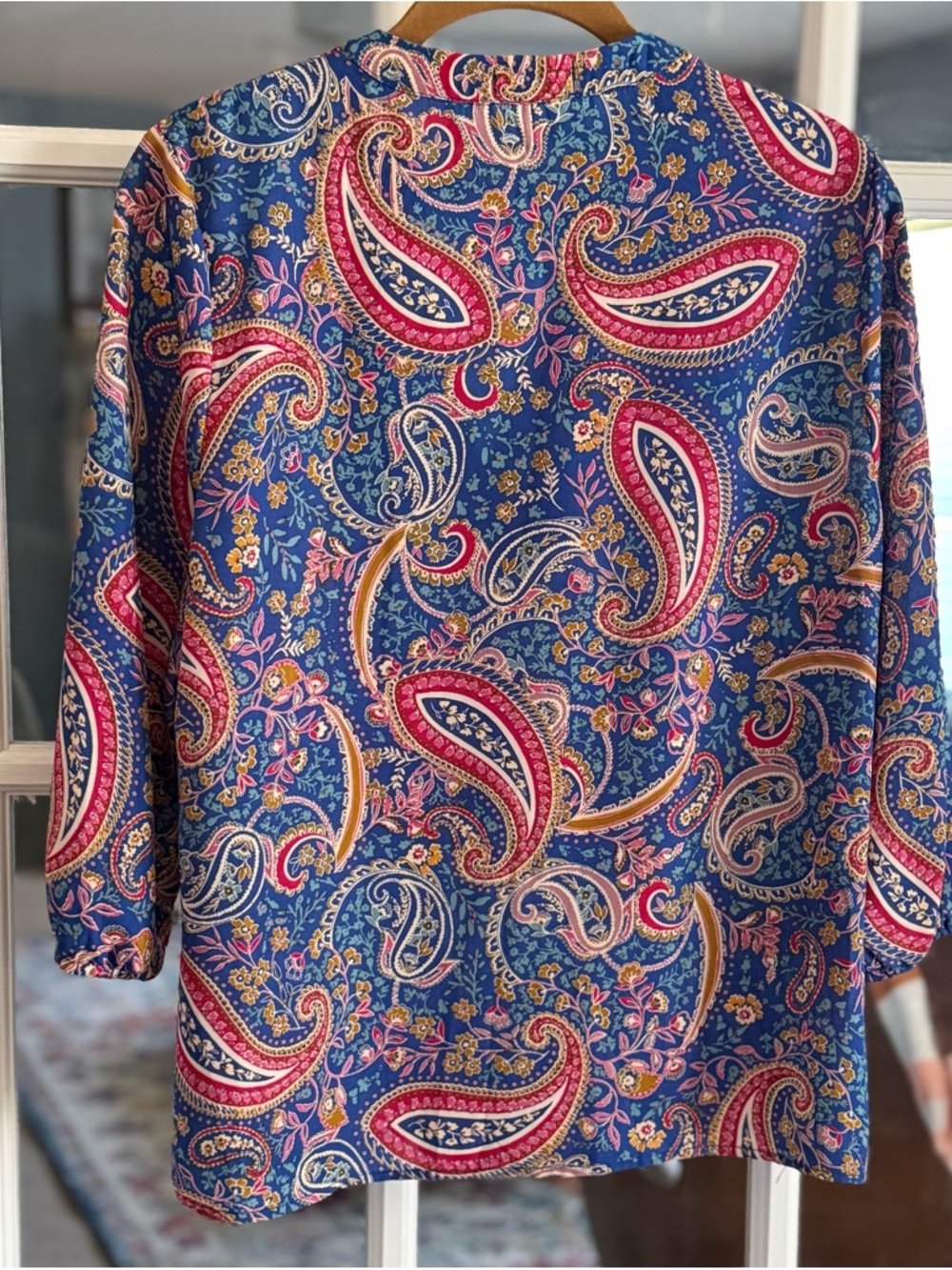Cure Blue Paisley Tie-Front Blouse - Picture 3 of 6
